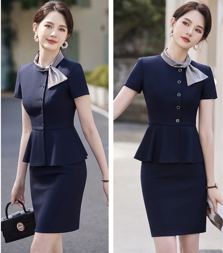 Short sleeve coat slim business suit a set for women