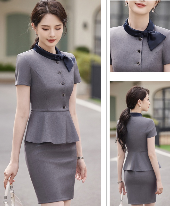 Short sleeve coat slim business suit a set for women