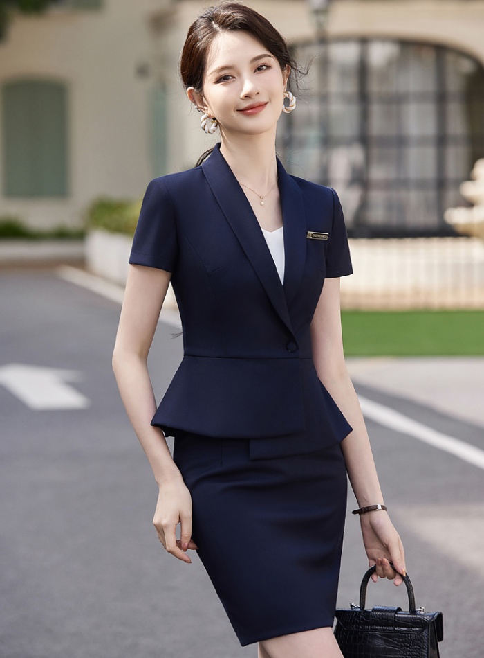 A buckle coat slim business suit a set for women