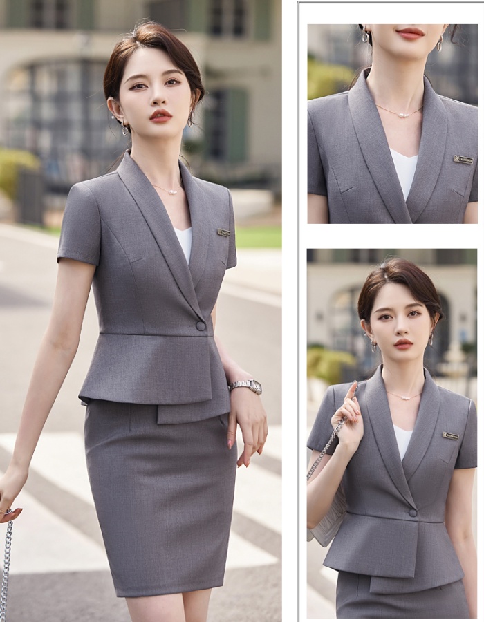 A buckle coat slim business suit a set for women