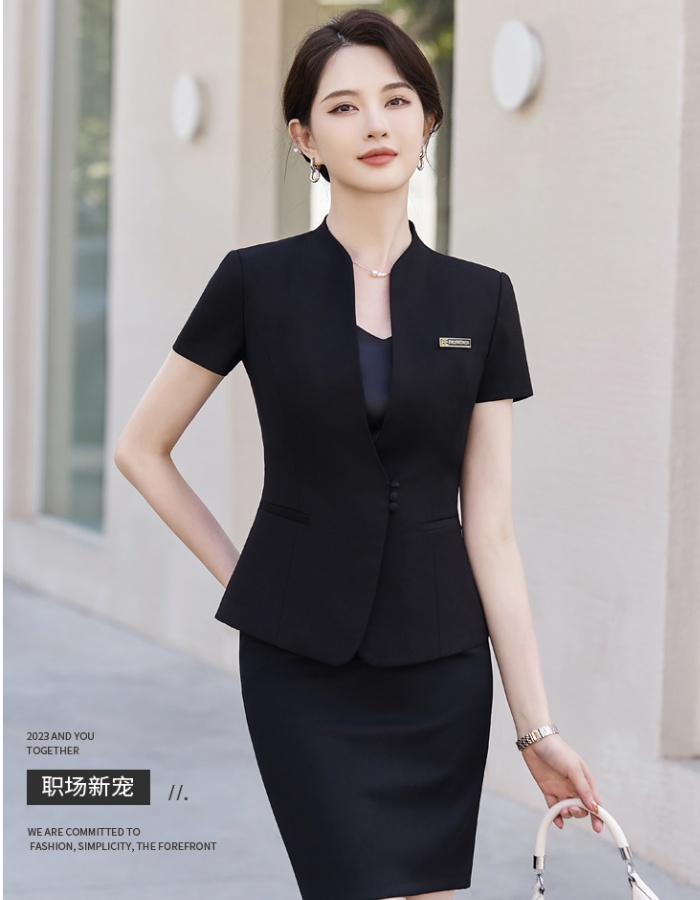 Commuting summer coat short sleeve slim skirt a set for women