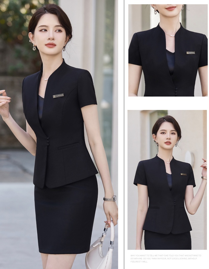 Commuting summer coat short sleeve slim skirt a set for women