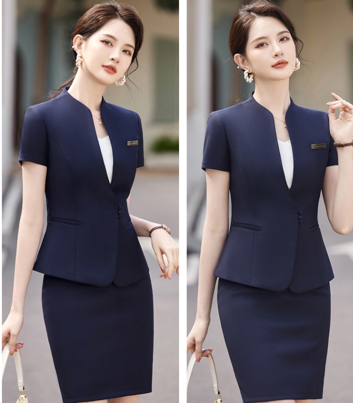 Commuting summer coat short sleeve slim skirt a set for women