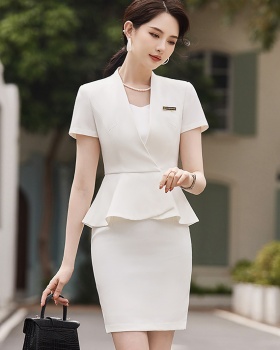Short sleeve coat no collar business suit a set for women