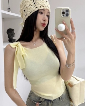 Sleeveless bow vest slim spicegirl tops for women