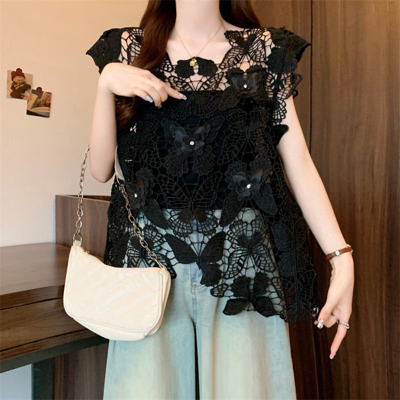 Outside the ride large yard shirts lace summer waistcoat