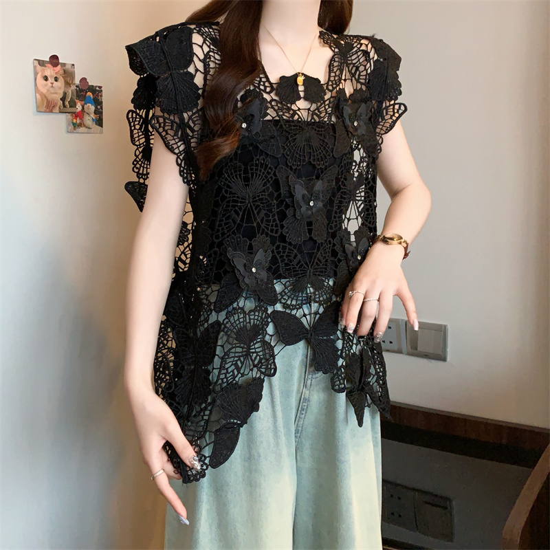 Outside the ride large yard shirts lace summer waistcoat