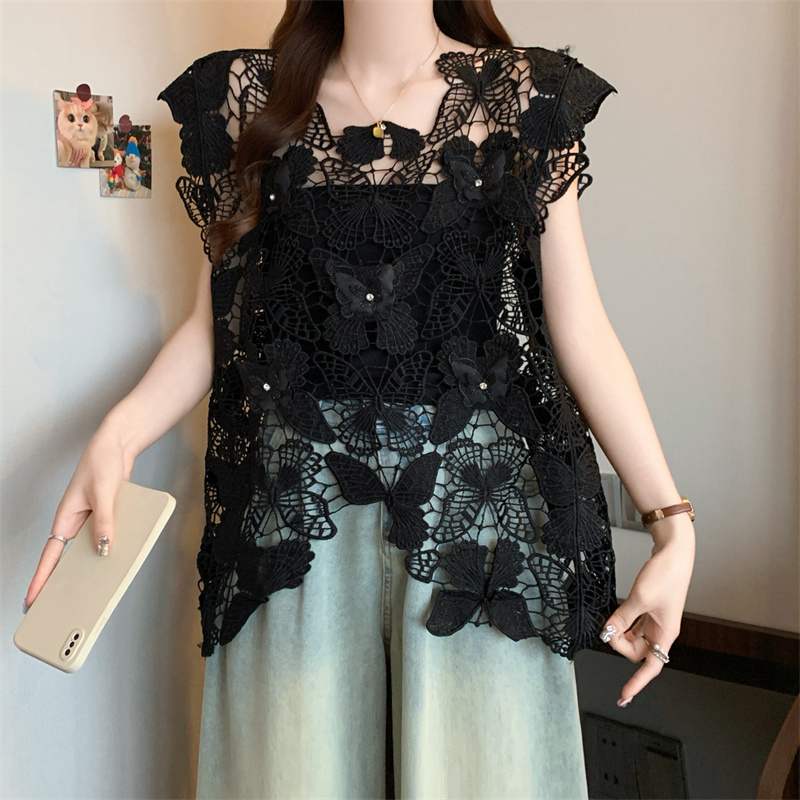 Outside the ride large yard shirts lace summer waistcoat