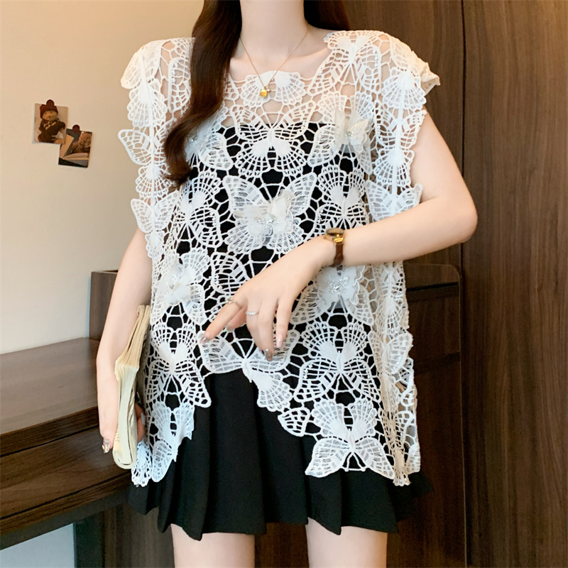 Outside the ride large yard shirts lace summer waistcoat