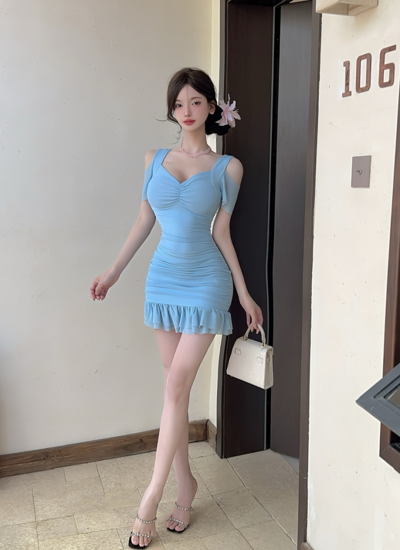 Package hip bottoming sexy strapless short dress