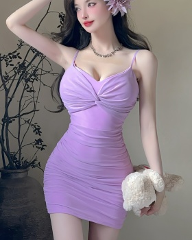 Short bottoming gauze sling sexy package hip dress
