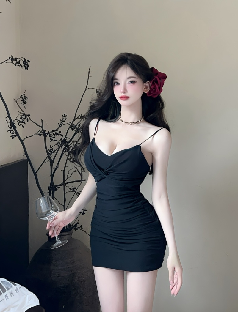 Short bottoming gauze sling sexy package hip dress