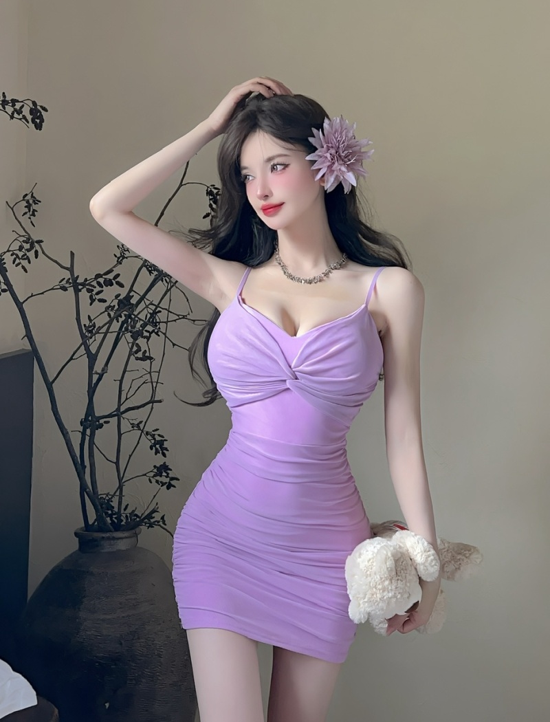 Short bottoming gauze sling sexy package hip dress