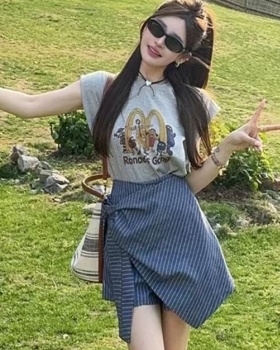 All-match fashion T-shirt boats sleeve summer skirt a set