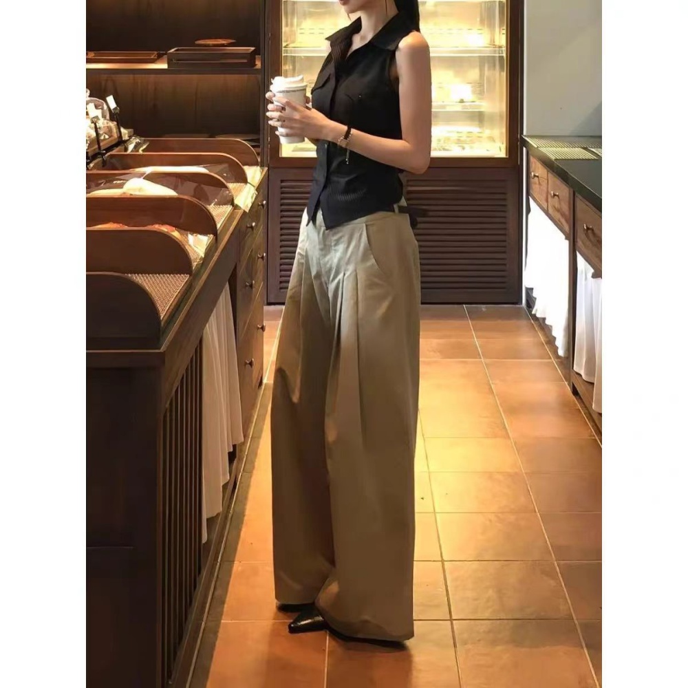 Slim sleeveless vest wide leg loose casual pants for women