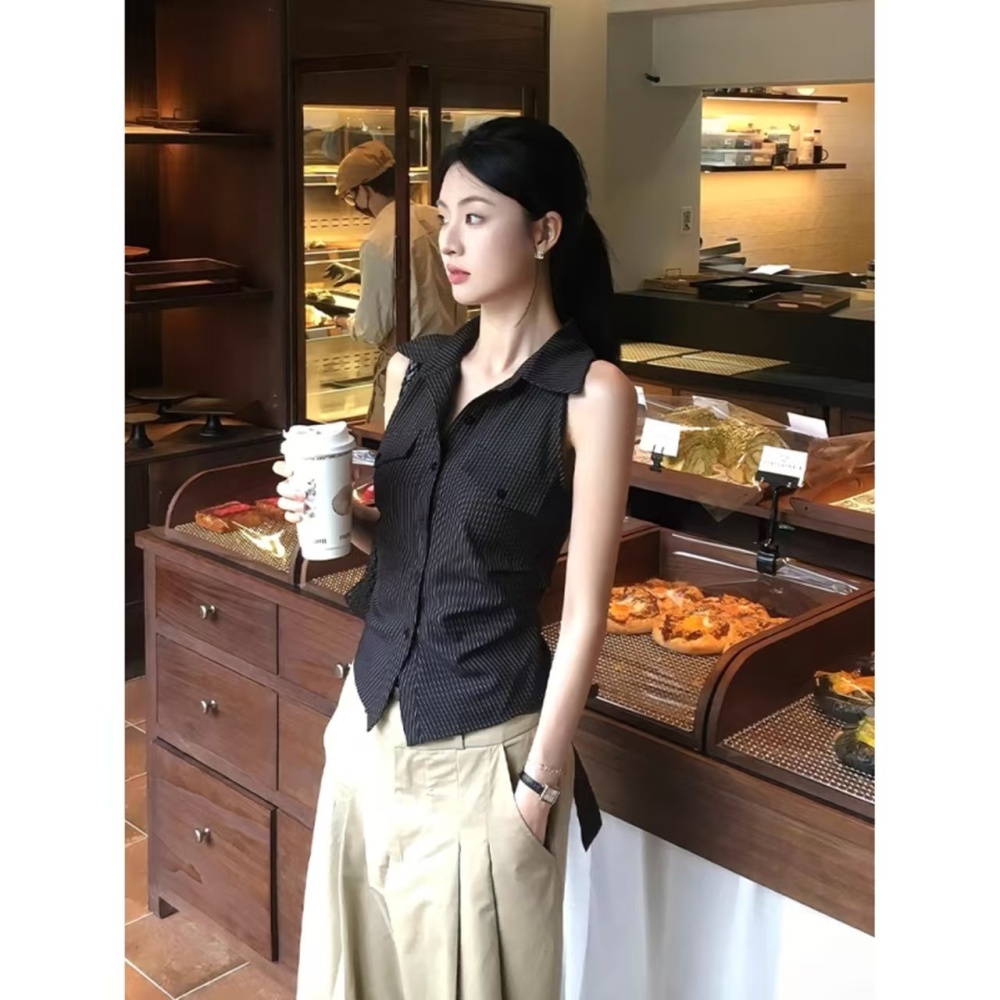 Slim sleeveless vest wide leg loose casual pants for women