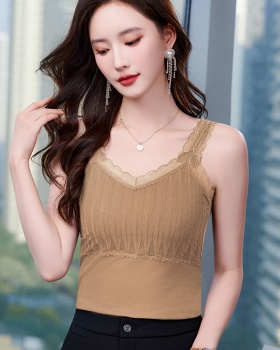 Sleeveless knitted underwear sling beauty back vest for women