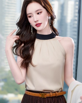 Pure satin sling small shirt all-match light summer tops