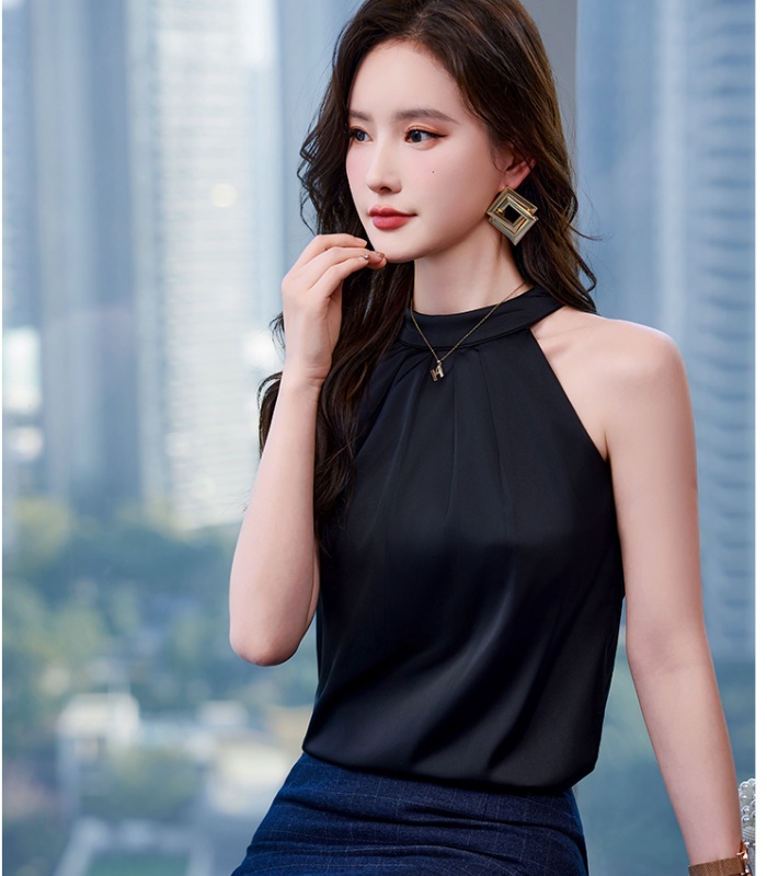 Pure satin sling small shirt all-match light summer tops