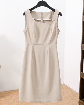 Sleeveless thin dress black fashion business suit a set