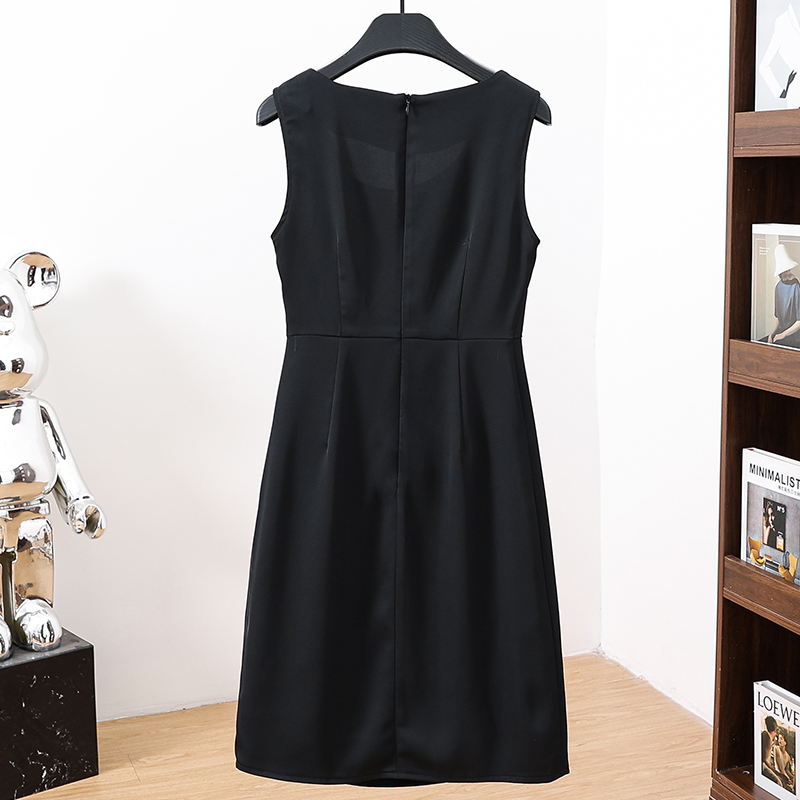 Sleeveless thin dress black fashion business suit a set