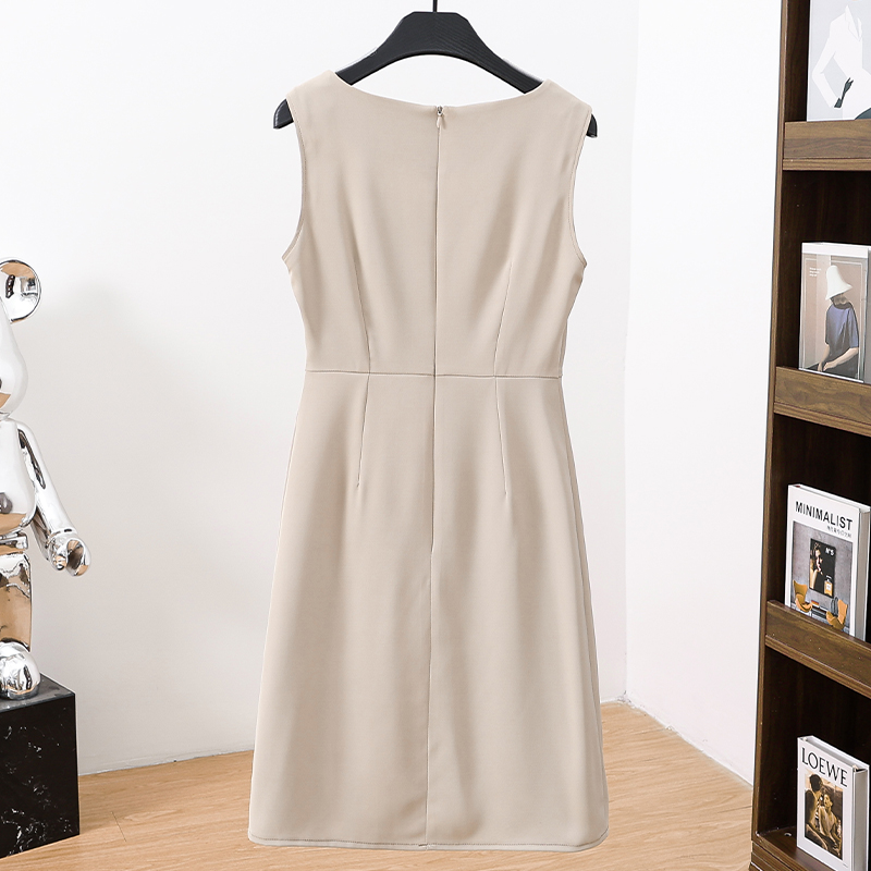 Sleeveless thin dress black fashion business suit a set