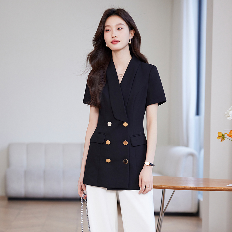 Casual black coat slim spring and summer business suit