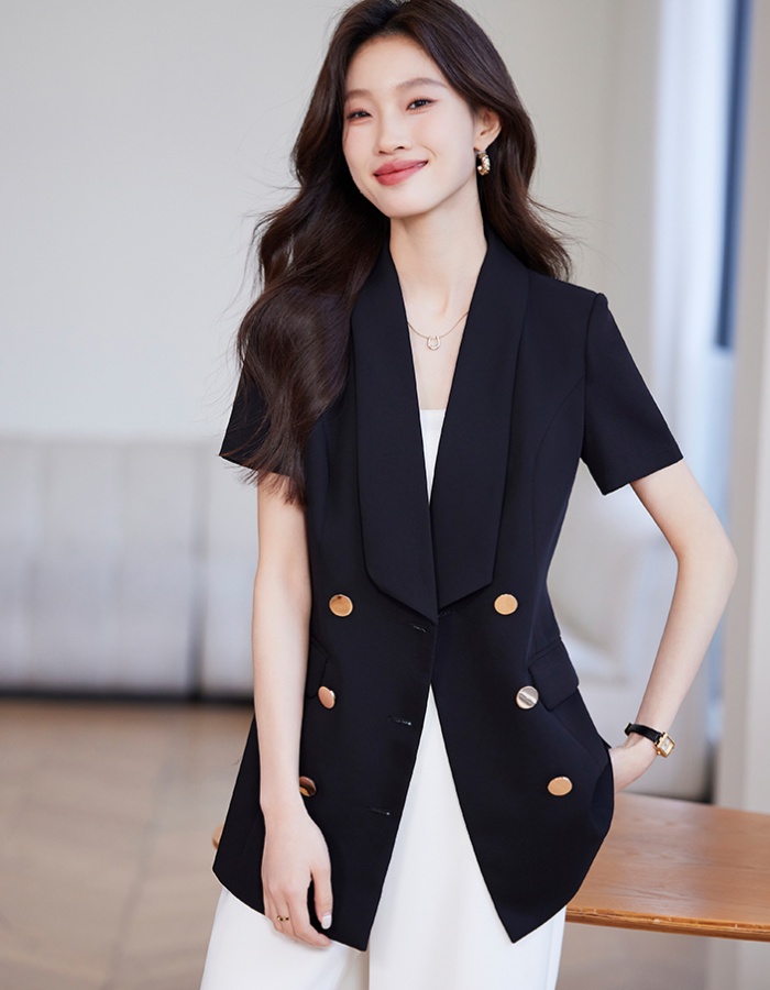 Casual black coat slim spring and summer business suit
