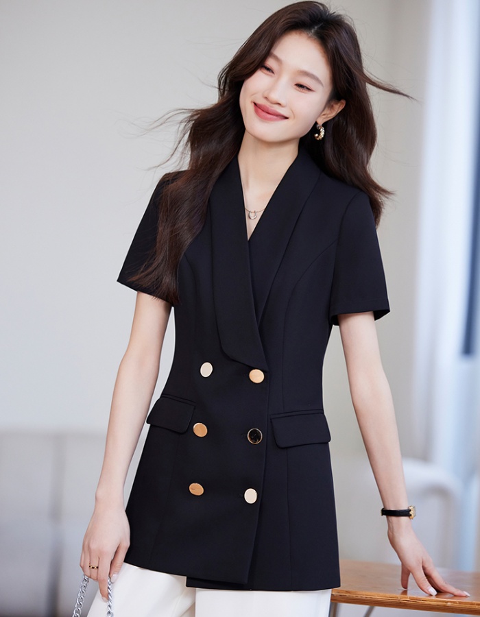 Casual black coat slim spring and summer business suit