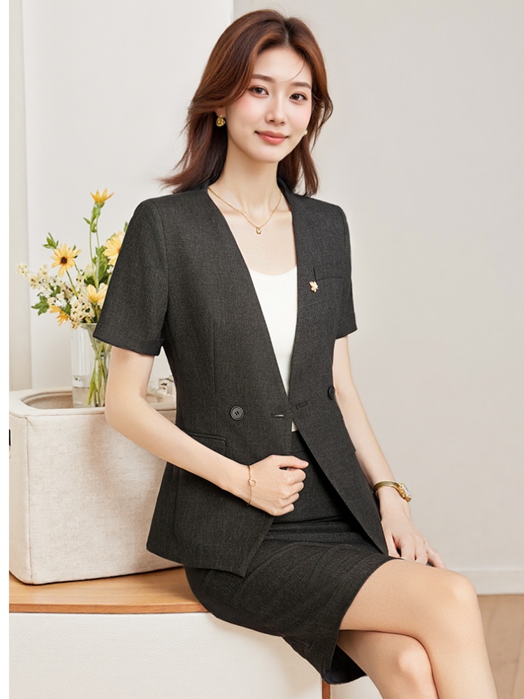 Summer business suit short sleeve skirt a set for women