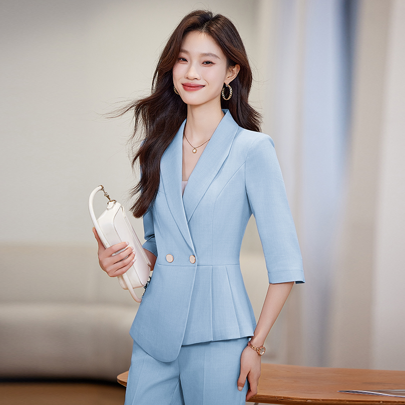 Apricot business suit summer coat a set for women