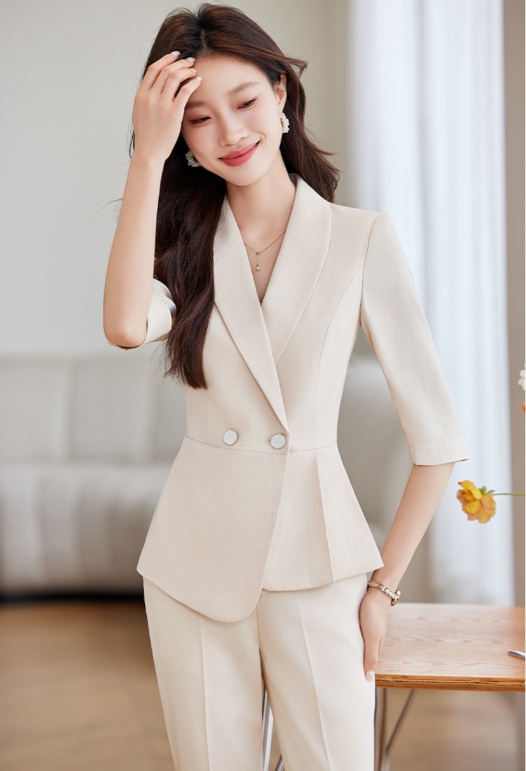 Apricot business suit summer coat a set for women