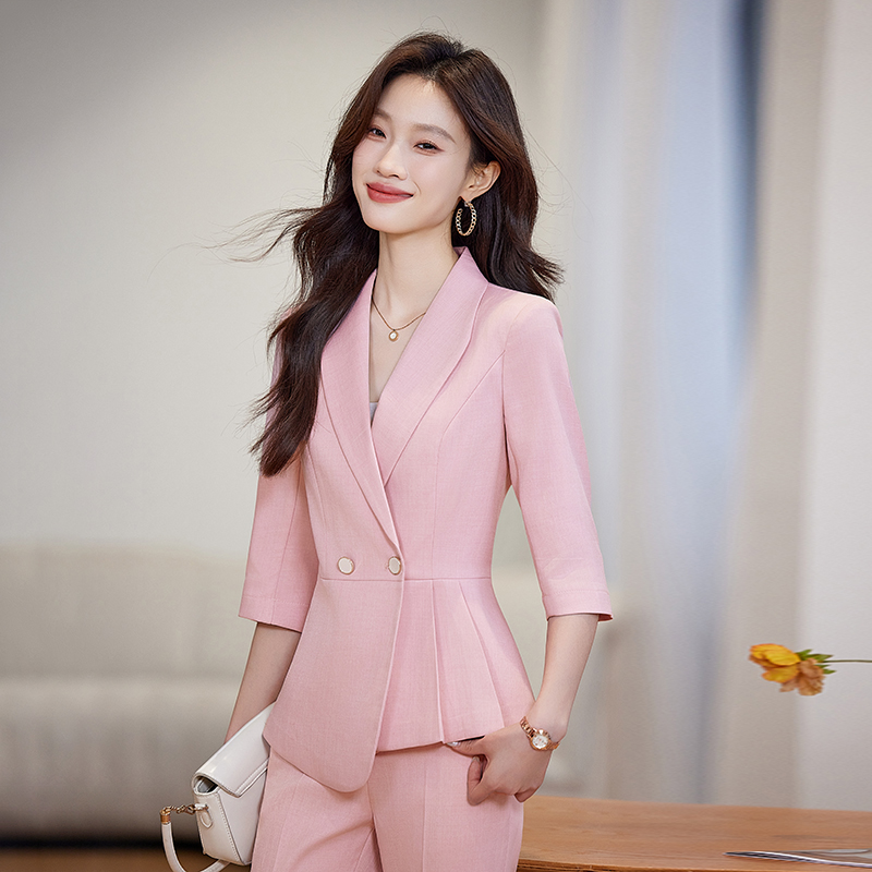 Apricot business suit summer coat a set for women