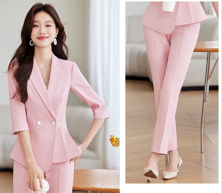 Apricot business suit summer coat a set for women