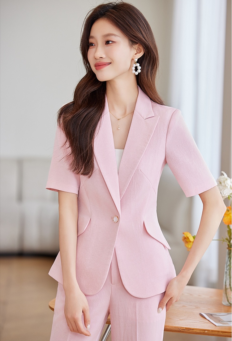 Profession suit pants pink coat a set for women