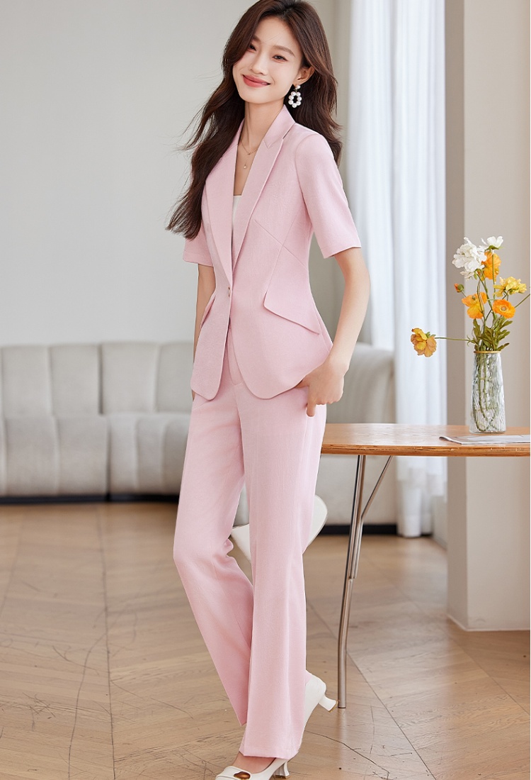 Profession suit pants pink coat a set for women