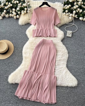 European style skirt high waist tops a set for women