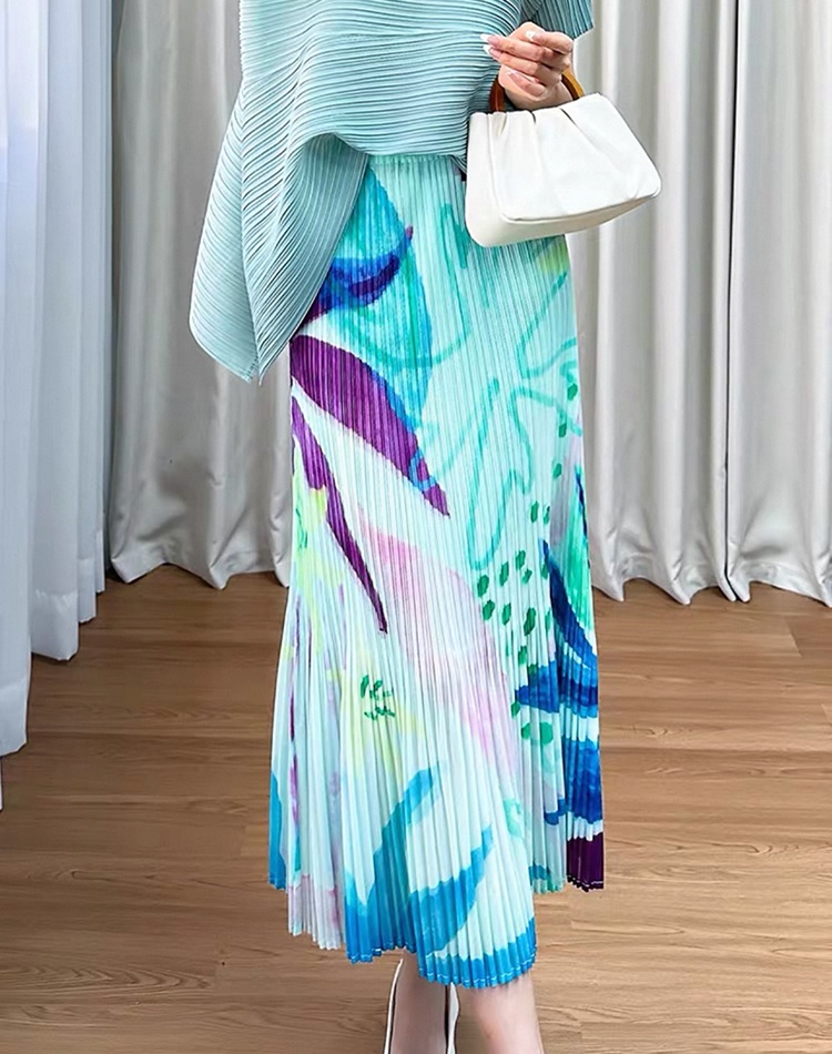Pleated mermaid Pleats Please printing niche summer skirt
