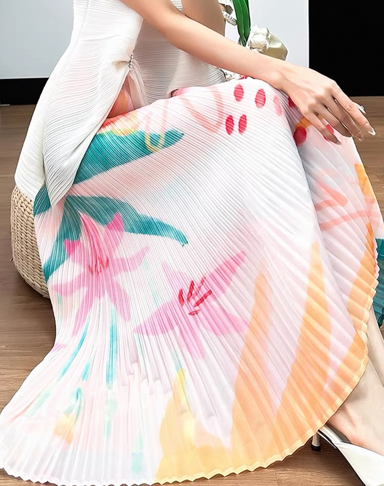 Pleated mermaid Pleats Please printing niche summer skirt