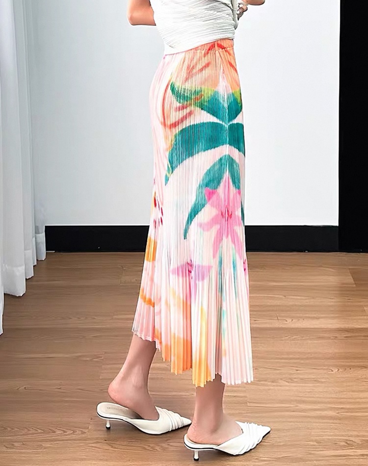 Pleated mermaid Pleats Please printing niche summer skirt