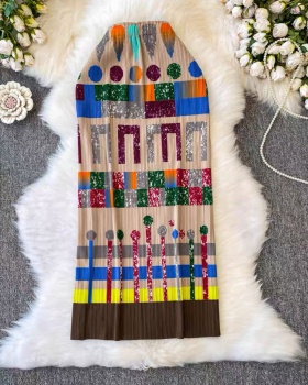 Printing fold skirt summer long skirt for women