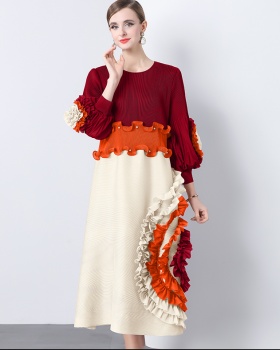 European style slim long dress stereoscopic beading dress