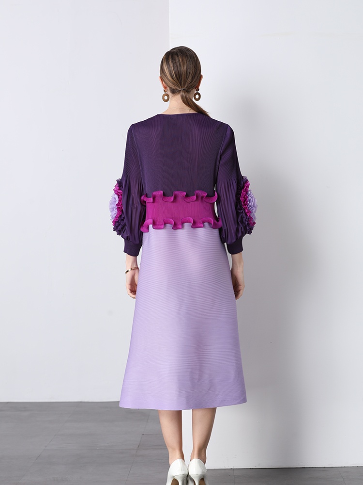 European style slim long dress stereoscopic beading dress