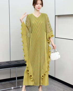 Gauze Pseudo-two irregular fold wood ear large yard dress