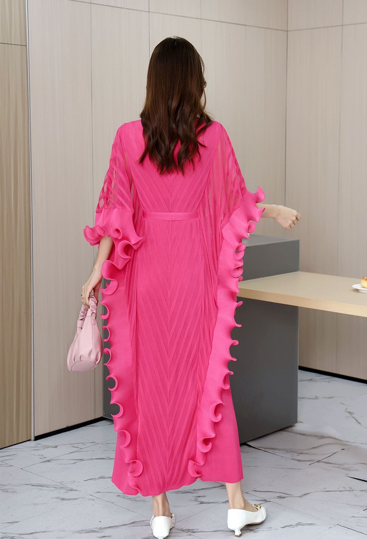 Gauze Pseudo-two irregular fold wood ear large yard dress