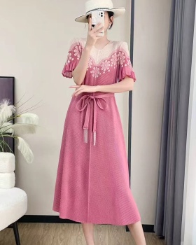 Frenum trumpet sleeves loose fold dress