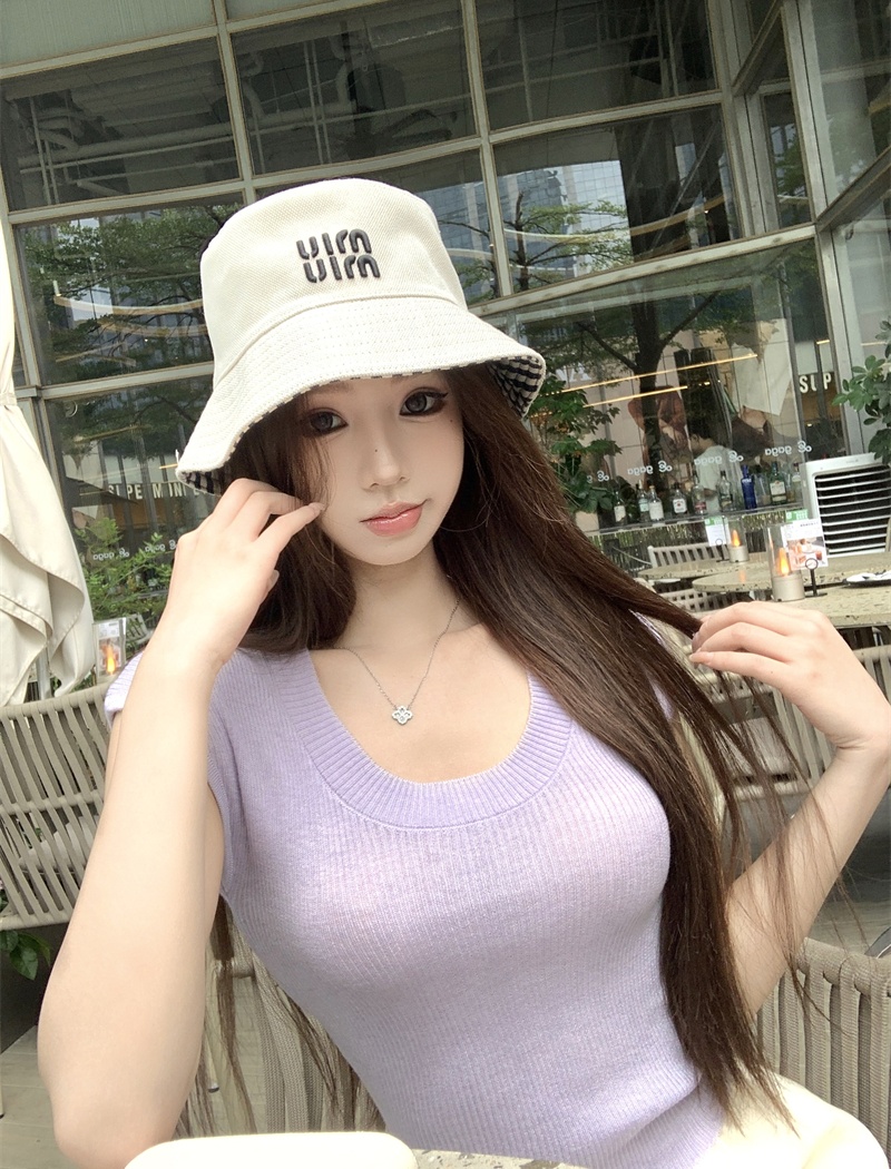 Enticement U-neck short sleeve knitted tops