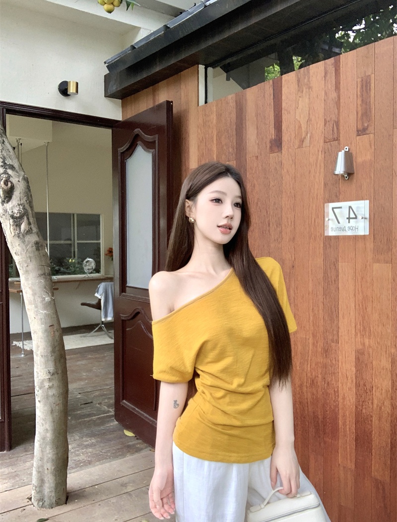 All-match strapless T-shirt slim fashion tops