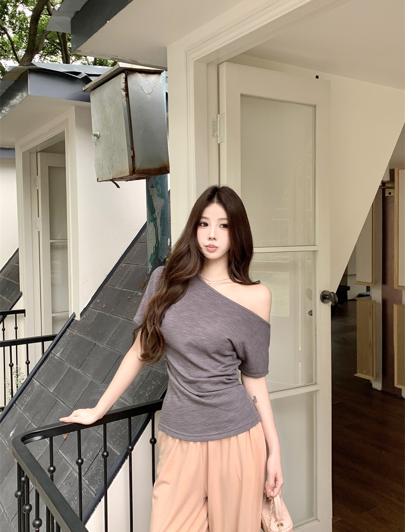 All-match strapless T-shirt slim fashion tops