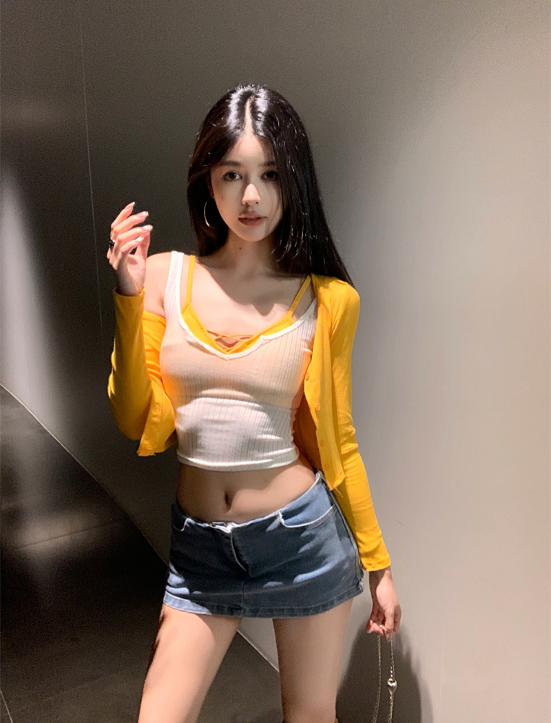 Slim enticement cardigan spicegirl vest 3pcs set